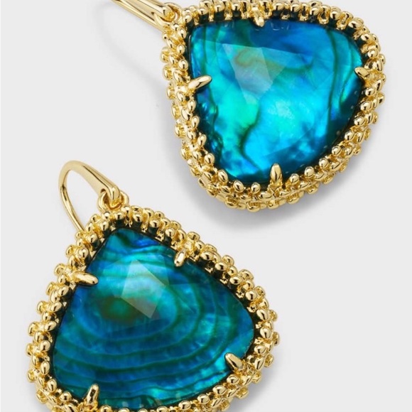 Kendra Scott Kendall framed large teal abalone earrings - Picture 6 of 9